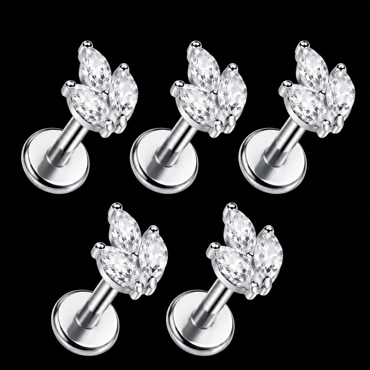 Marquise Zirkonia Labret – 16G · 1,2 × 8 mm