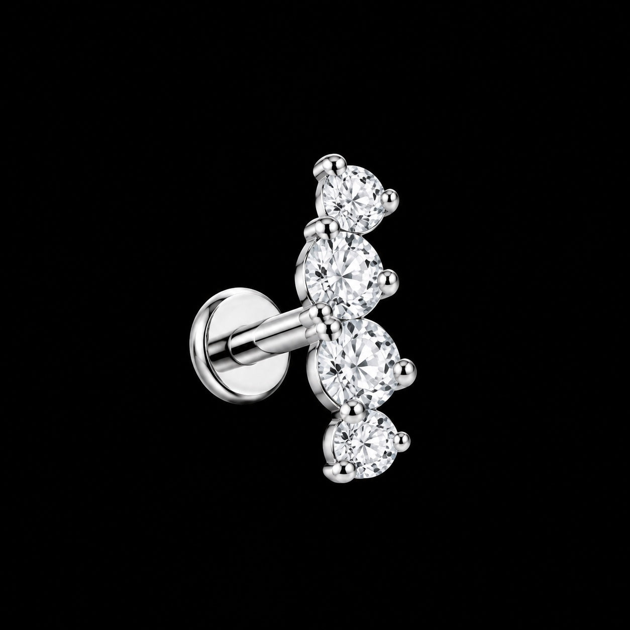 Vijf-Zirkonia Cluster Labret – 16G · 1,2 × 8 mm