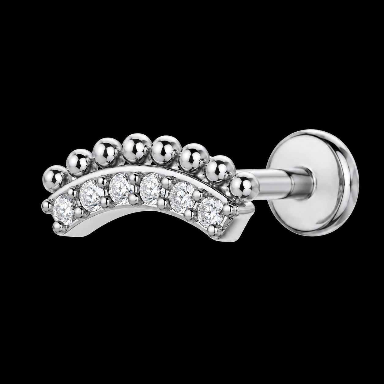 Threadless Labret Top – Bliksem & Bloem – Model 11 · 16G · 1,2 × 8 mm