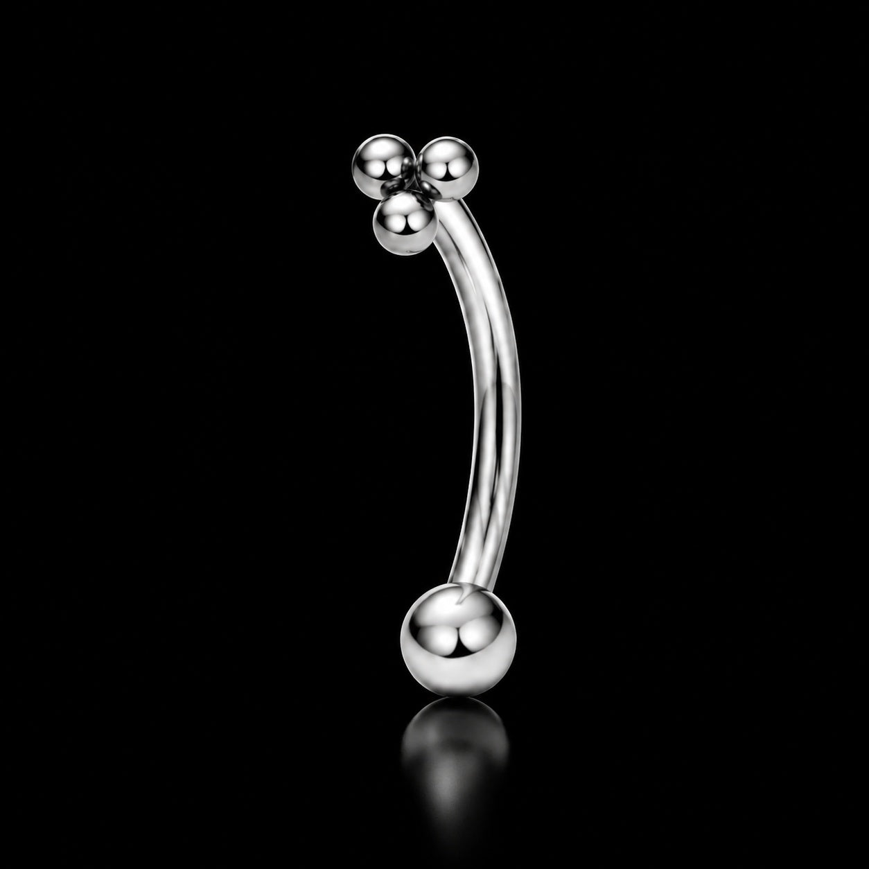 Drie-Bolletjes Rook Piercing – 16G · 1,2 × 8 mm