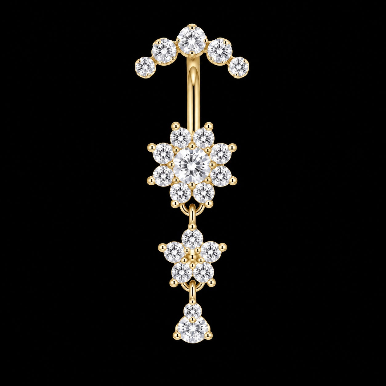 Bungelende Bloem Navelpiercing – 2950 – Goud