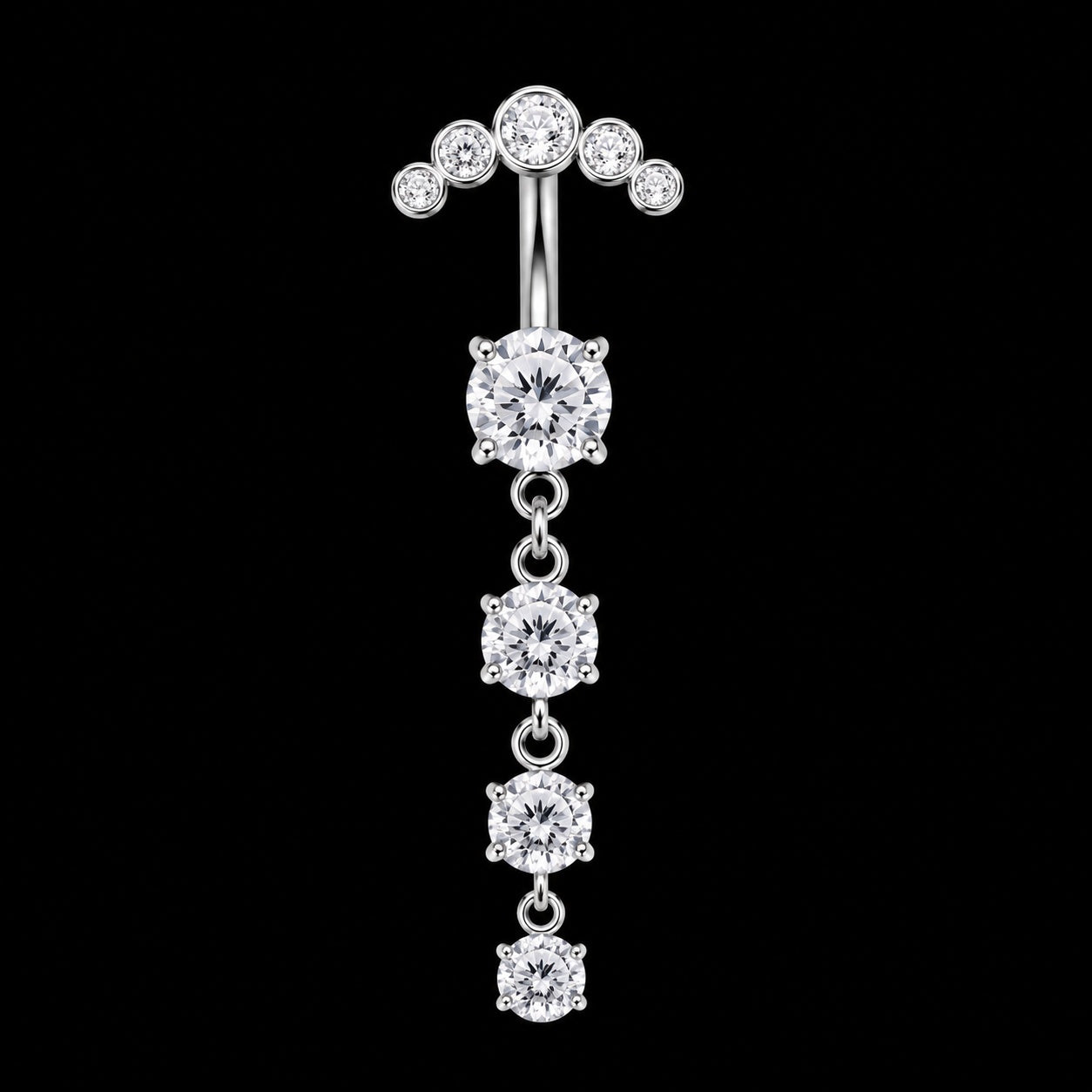 Bungelende Bloem Navelpiercing – 2881 – Zilver