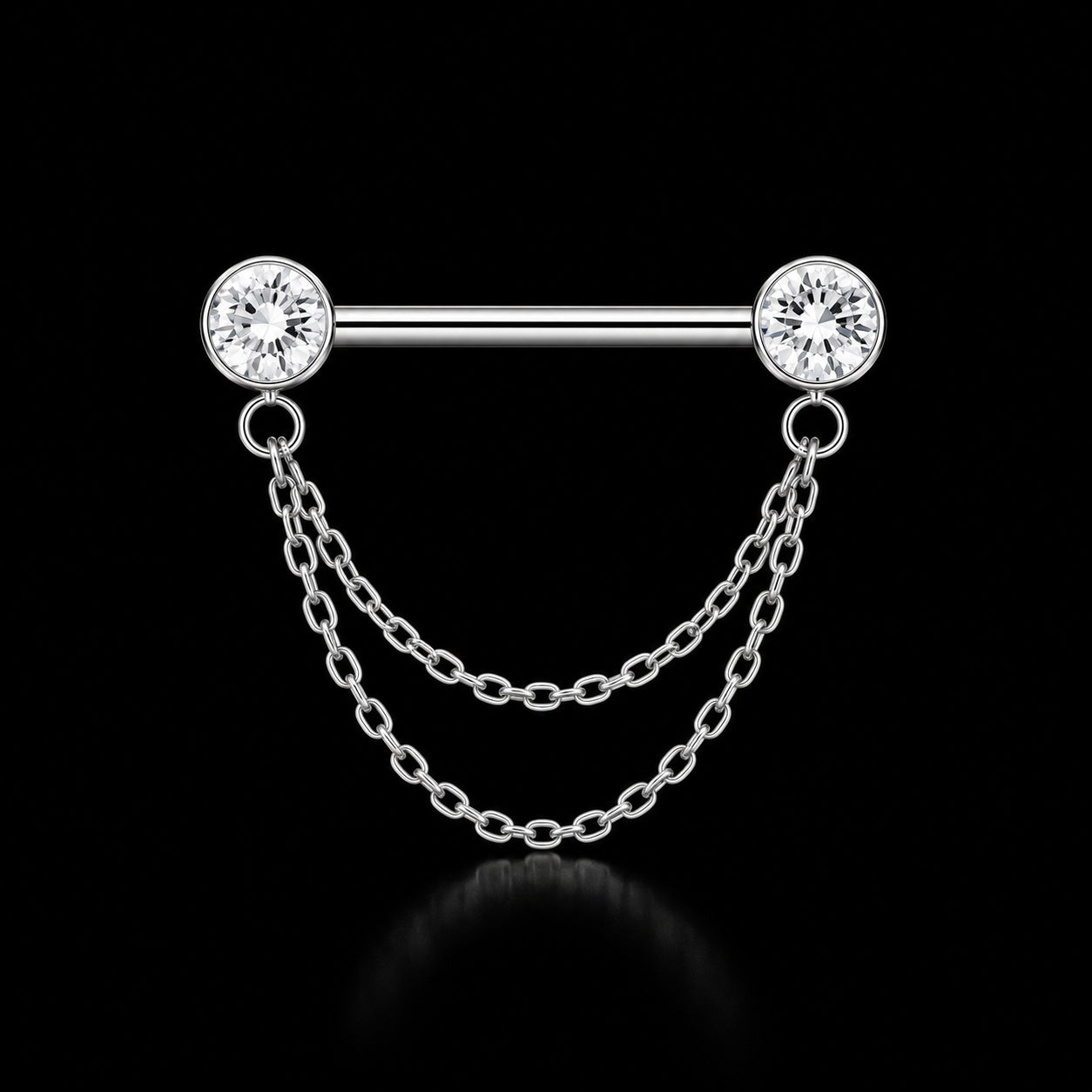 Zirkonia Tepelbarbell met Ketting