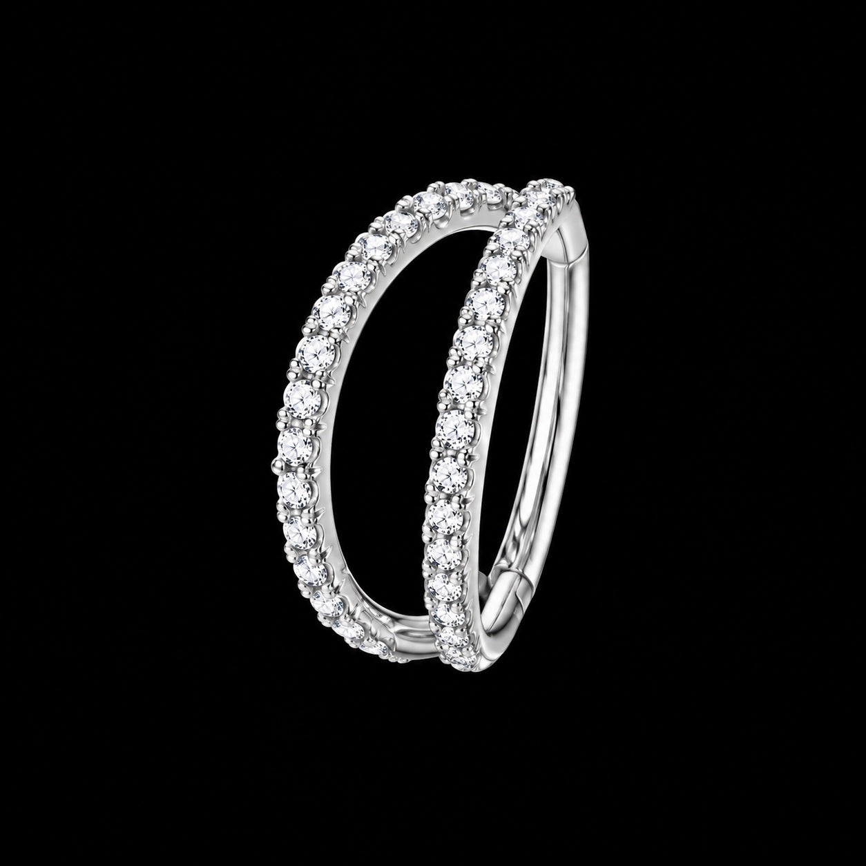 Zirkonia Dubbele Clicker Ring – Model D · 16G · 1,2 × 8 mm