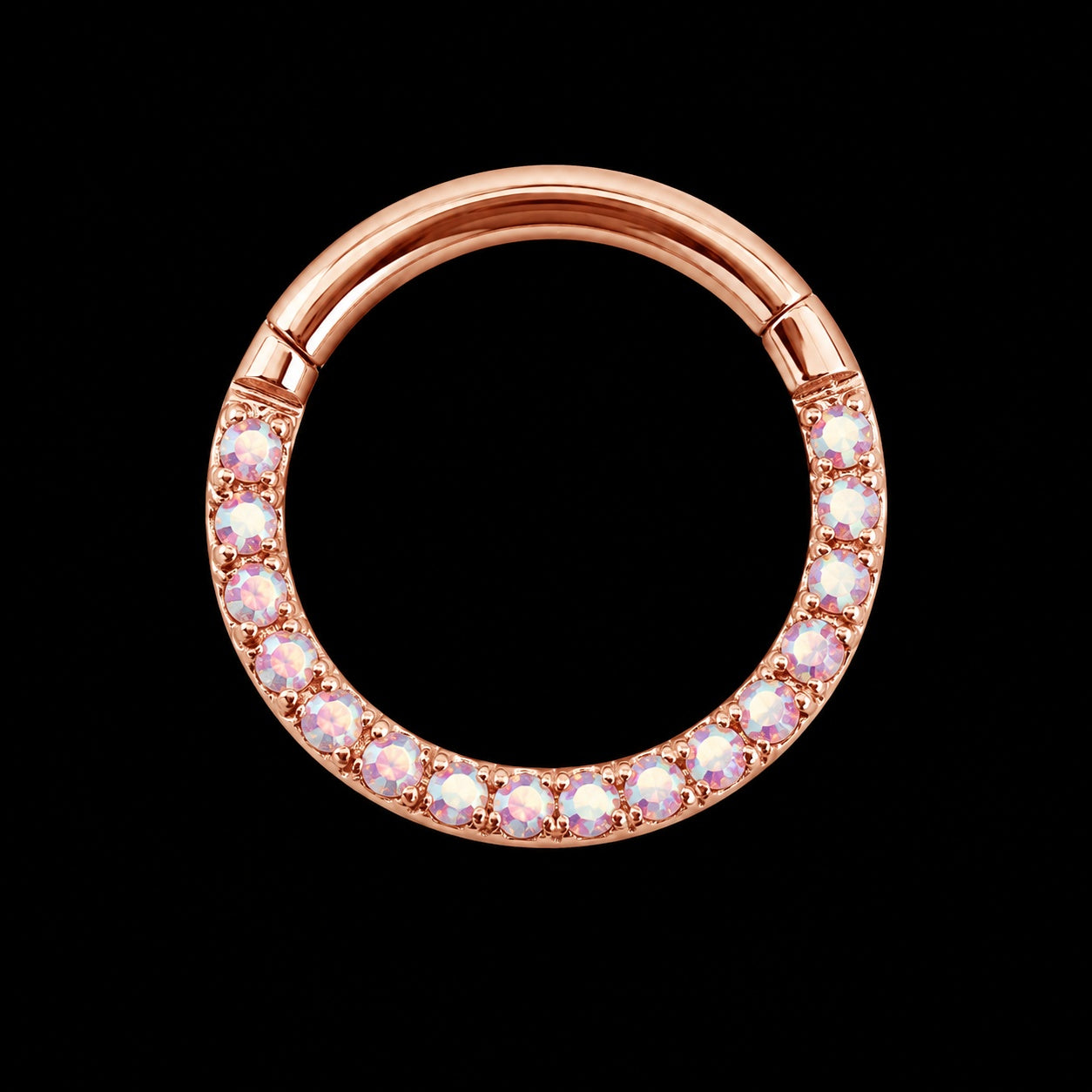 Zirkonia Clicker Ring – 16G · 1,2 × 8 mm – Roségoud AB
