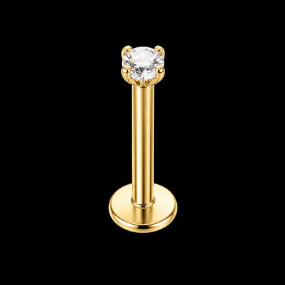 Ronde Zirkonia Labret – Witte zirkonia 3 mm · 16G · 1,2 × 8 mm – Goud