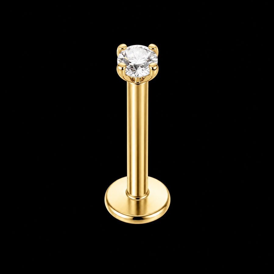 Ronde Zirkonia Labret – Witte zirkonia 3 mm · 16G · 1,2 × 8 mm