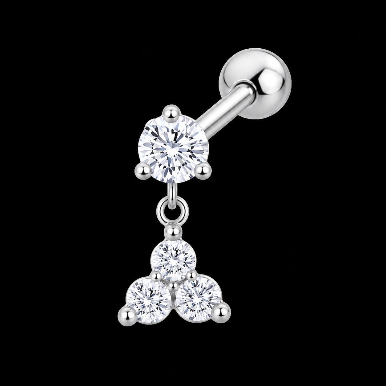 Threadless Labret Top – Bloem & Vlinder – Model C · 16G · 1,2 × 6 mm – Zilver