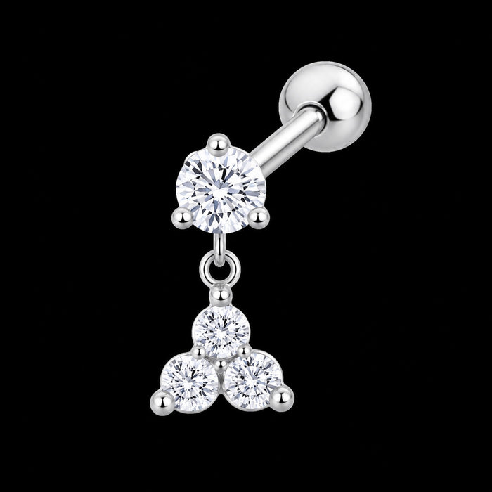 Threadless Labret Top – Bloem & Vlinder – Model C · 16G · 1,2 × 6 mm – Zilver