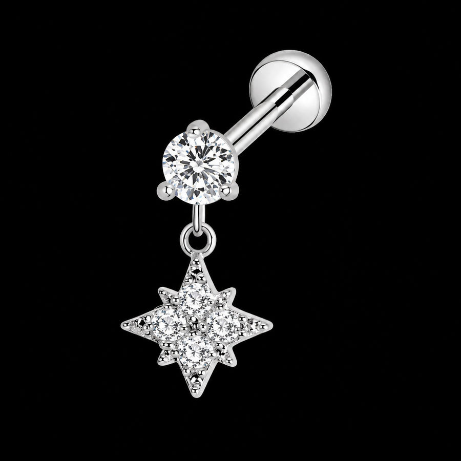 Threadless Labret Top – Bloem & Vlinder – Model E · 16G · 1,2 × 8 mm
