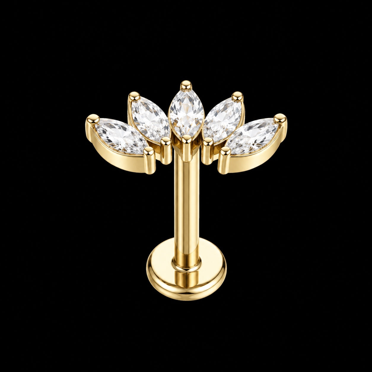 Zirkonia Labret – Marquise Waaier · 16G · 1,2 × 8 mm – Goud – 16G · 1,2 × 8 mm