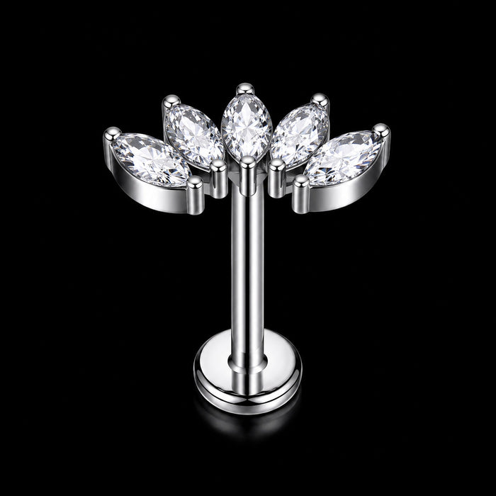 Zirkonia Labret – Marquise Waaier · 16G · 1,2 × 8 mm – Zilver – 16G · 1,2 × 8 mm