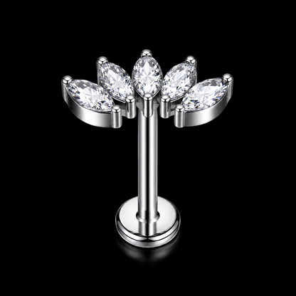Zirkonia Labret – Marquise Waaier · 16G · 1,2 × 8 mm – Zilver – 16G · 1,2 × 8 mm