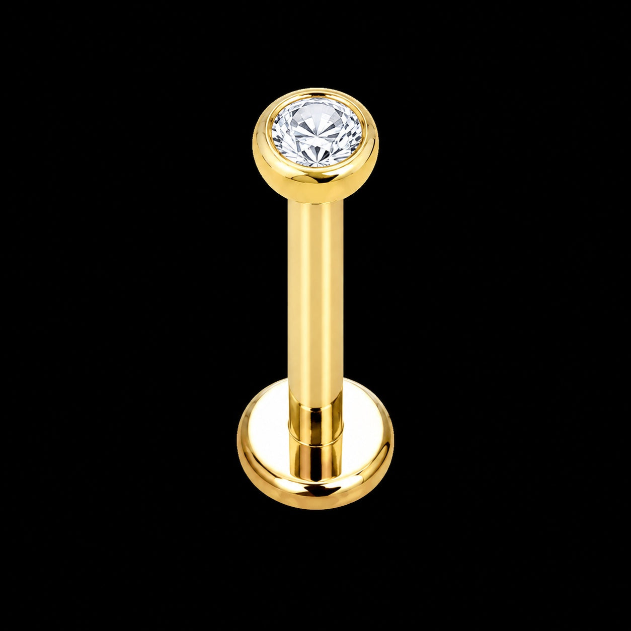 Zirkonia Labret Stud – 16G · 1,2 × 8 × 2 × 4 mm – Goud