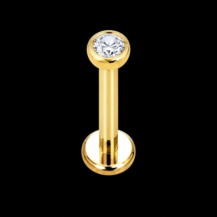 Zirkonia Labret Stud – 16G · 1,2 × 8 × 2 × 4 mm – Goud