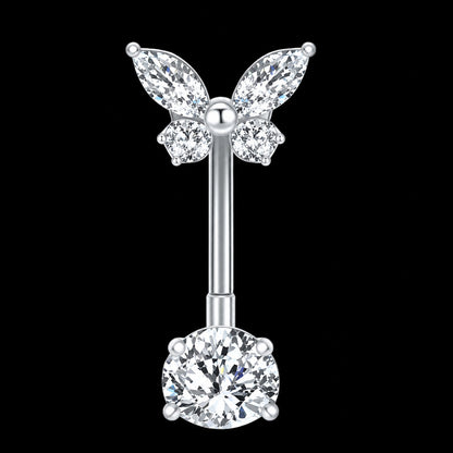 Reverse Floating Navelpiercing – Vlinder – Zilver – 14G · 1,6 × 10 mm