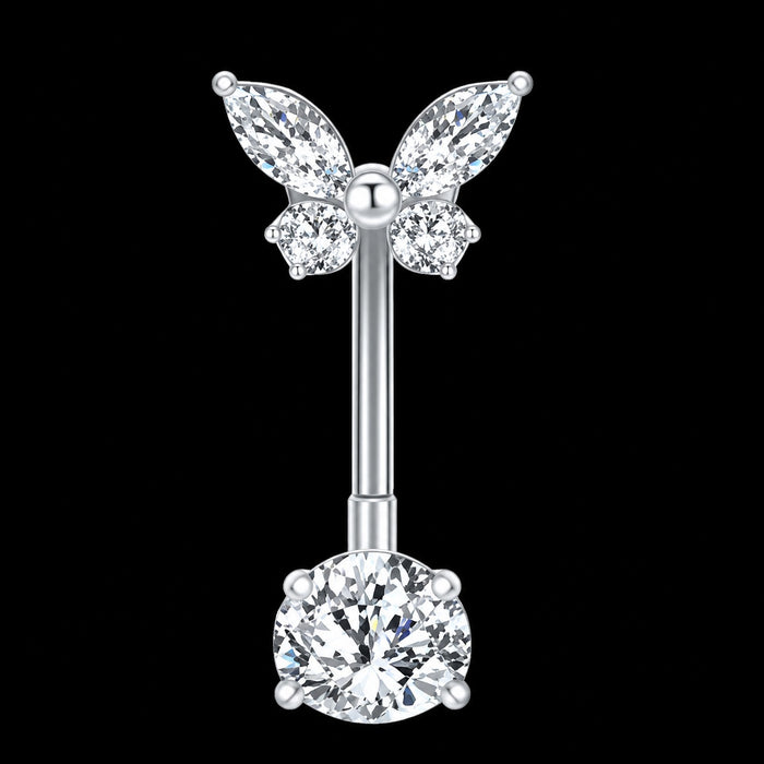 Reverse Floating Navelpiercing – Vlinder – Zilver – 14G · 1,6 × 10 mm