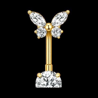 Reverse Floating Navelpiercing – Vlinder – Goud – 14G · 1,6 × 10 mm
