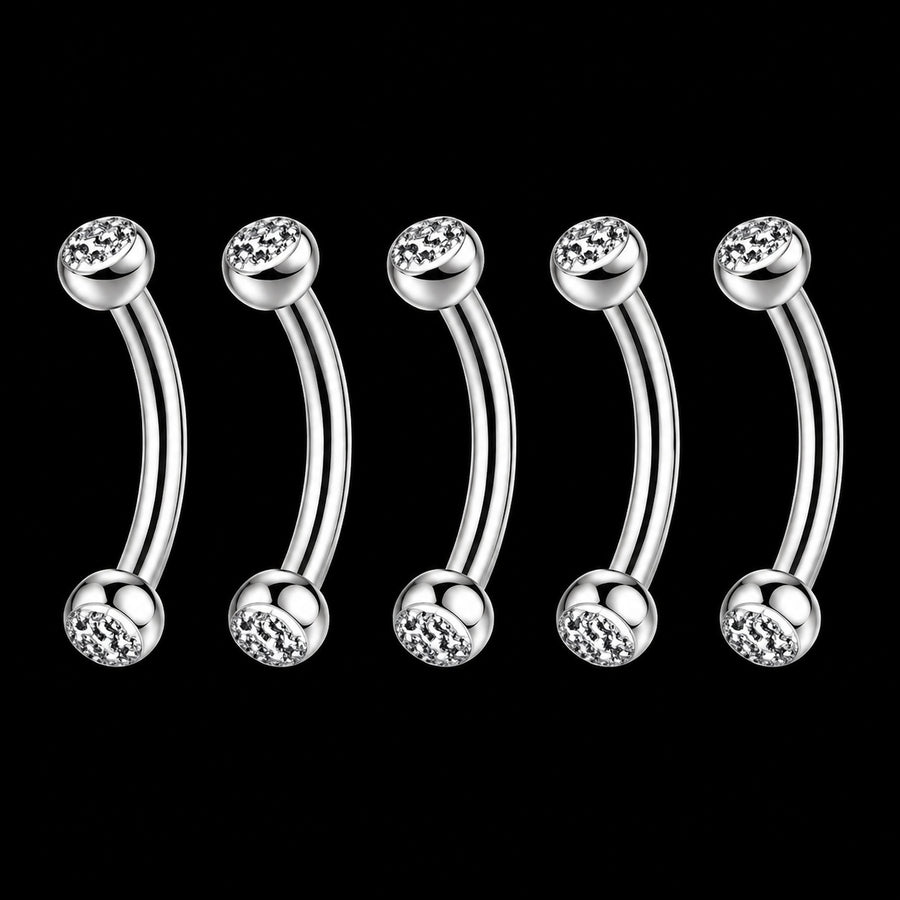 Gebogen Zirkonia Barbell · 16G · 1,2 × 8 × 3 mm