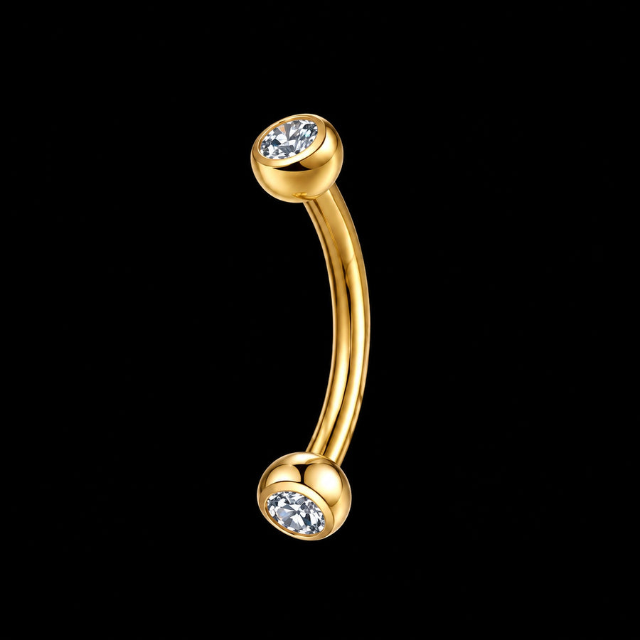 Gebogen Zirkonia Barbell · 16G · 1,2 × 8 × 3 mm