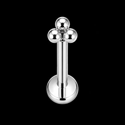 Drie-Bolletjes Labret Top – 16G · 1,2 × 8 mm