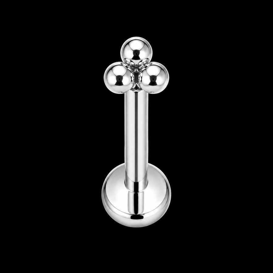 Drie-Bolletjes Labret Top – 16G · 1,2 × 8 mm