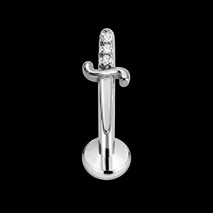 Zirkonia Zwaard Labret – 16G · 1,2 × 8 mm