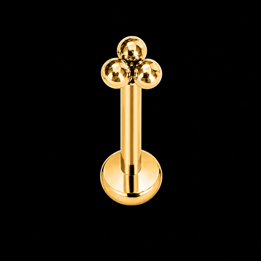 Drie-Bolletjes Labret Top – 16G · 1,2 × 8 mm
