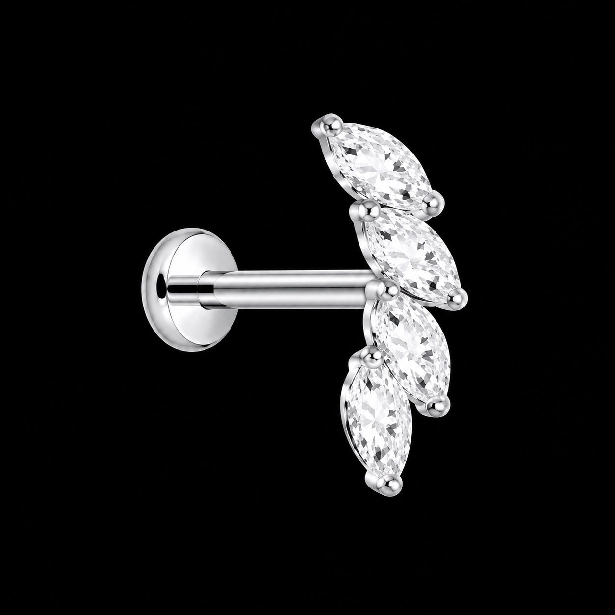 Threadless Labret Top – Bloem & Hart – Model K · 16G · 1,2 × 8 mm