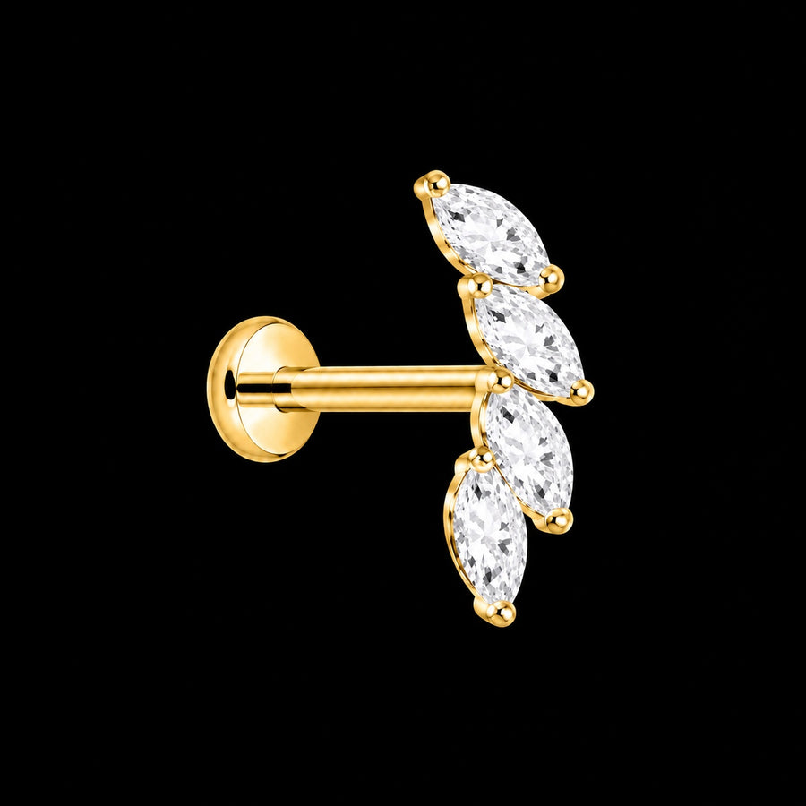 Threadless Labret Top – Bloem & Hart – Model K · 16G · 1,2 × 8 mm