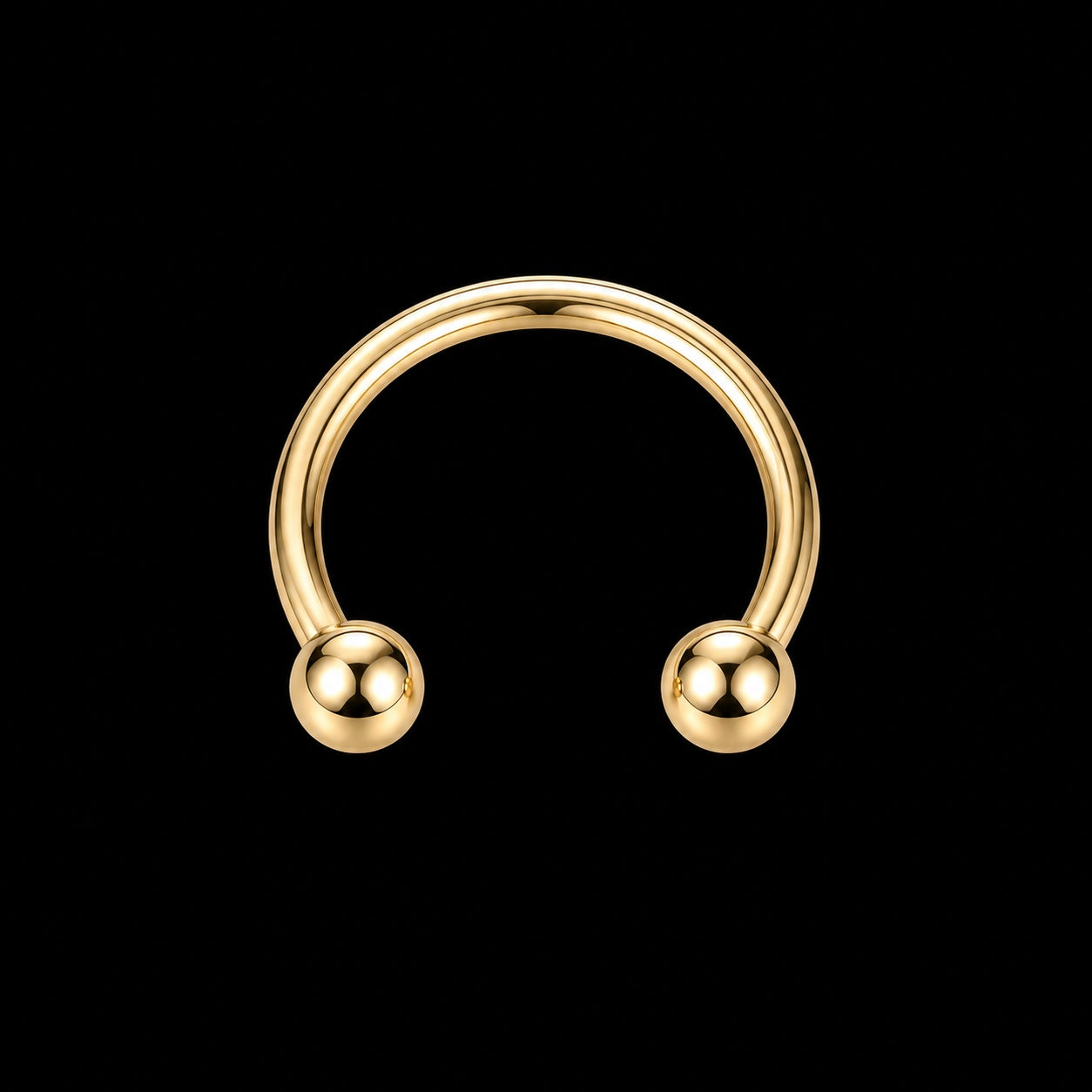 Bal & Spike Hoefijzer Piercing – Model B · Binnendraad – Titanium – 16G · 1,2 × 8 × 3 mm