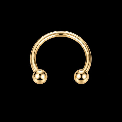 Bal & Spike Hoefijzer Piercing – Model B · Binnendraad – Titanium – 16G · 1,2 × 8 × 3 mm
