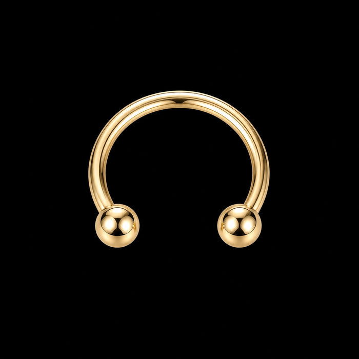 Bal & Spike Hoefijzer Piercing – Model B · Binnendraad – Titanium – 16G · 1,2 × 8 × 3 mm