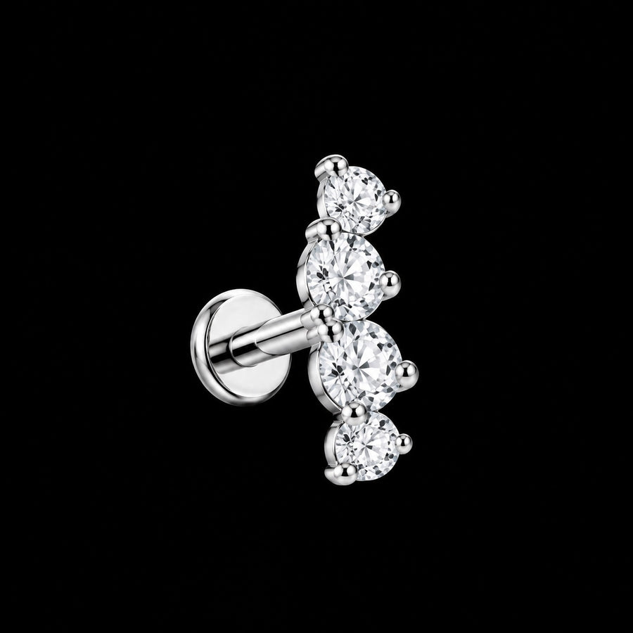 Vijf-Zirkonia Cluster Labret – 16G · 1,2 × 8 mm
