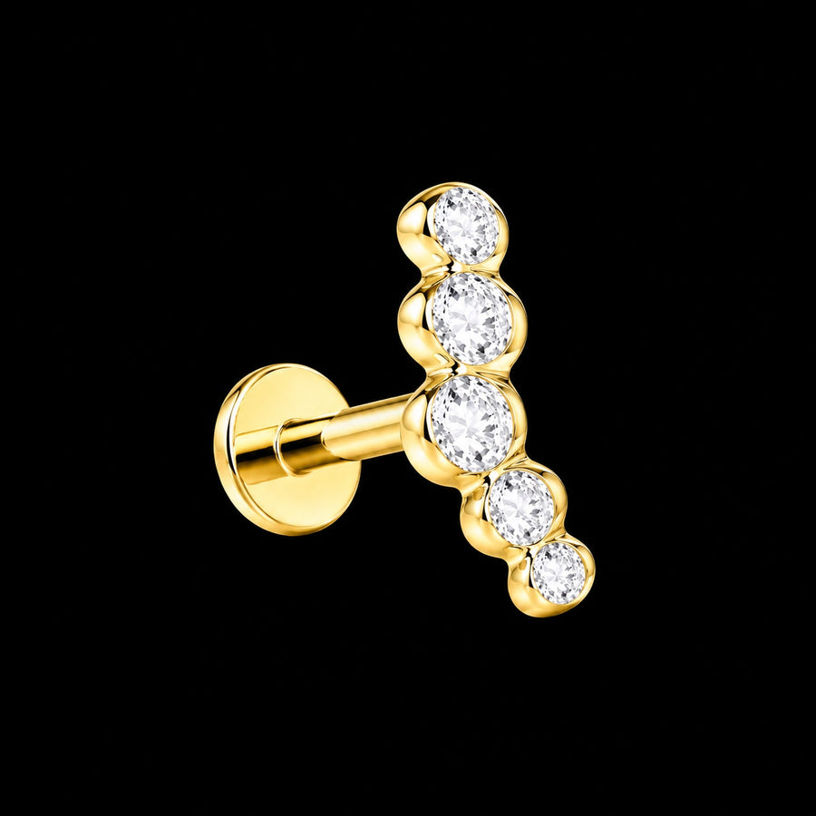 Vijf-Zirkonia Cluster Labret – 16G · 1,2 × 8 mm