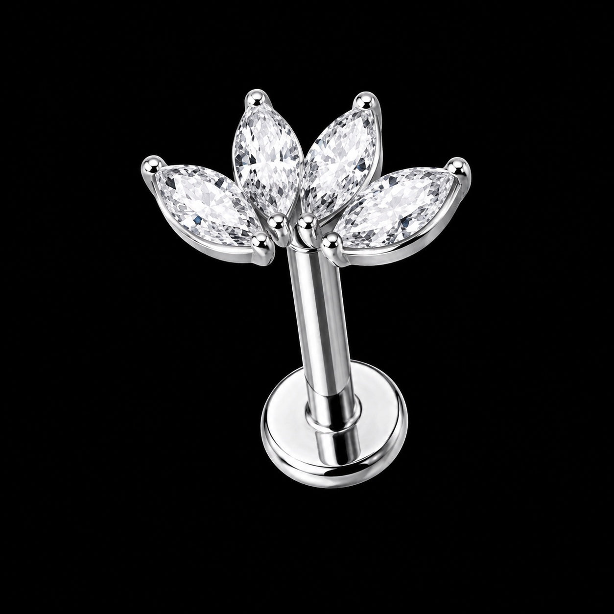 Threadless Labret Top – Bloem & Blad – Model 9 · 16G · 1,2 × 8 mm