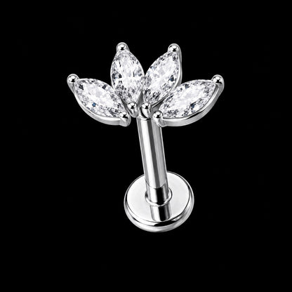 Threadless Labret Top – Bloem & Blad – Model 9 · 16G · 1,2 × 8 mm