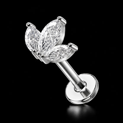 Threadless Labret Top – Bloem & Blad – Model 12 · 16G · 1,2 × 8 mm
