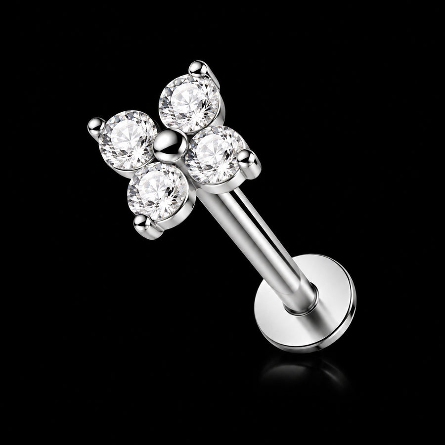 Threadless Labret Top – Bliksem & Bloem – Model 9 · 16G · 1,2 × 8 mm
