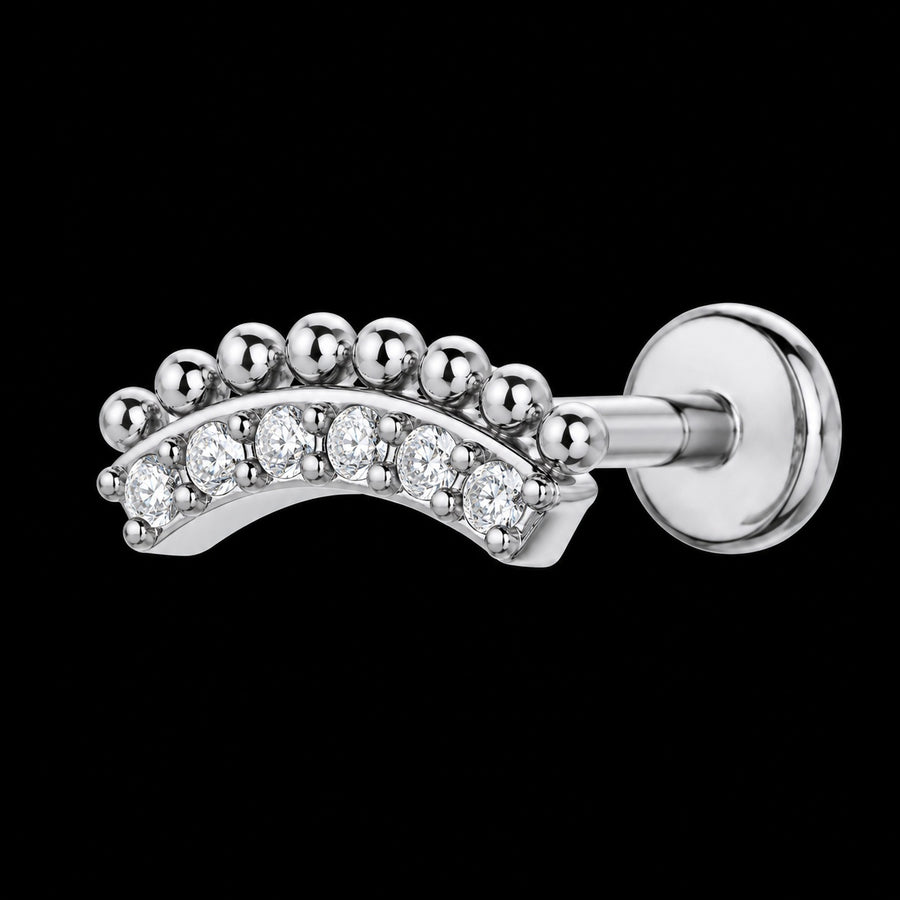 Threadless Labret Top – Bliksem & Bloem – Model 11 · 16G · 1,2 × 8 mm