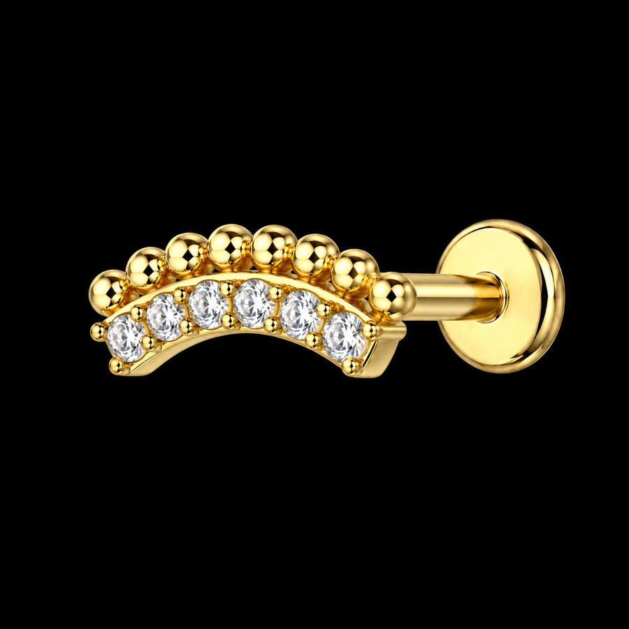Threadless Labret Top – Bliksem & Bloem – Model 11 · 16G · 1,2 × 8 mm