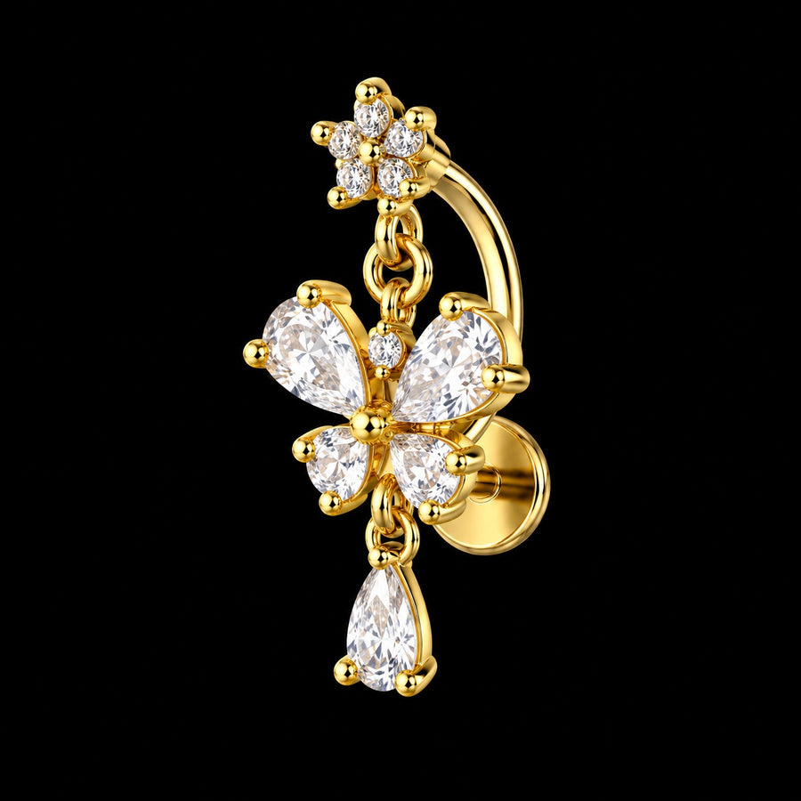 Vlinder Strik Navelpiercing – Staaf 10 mm