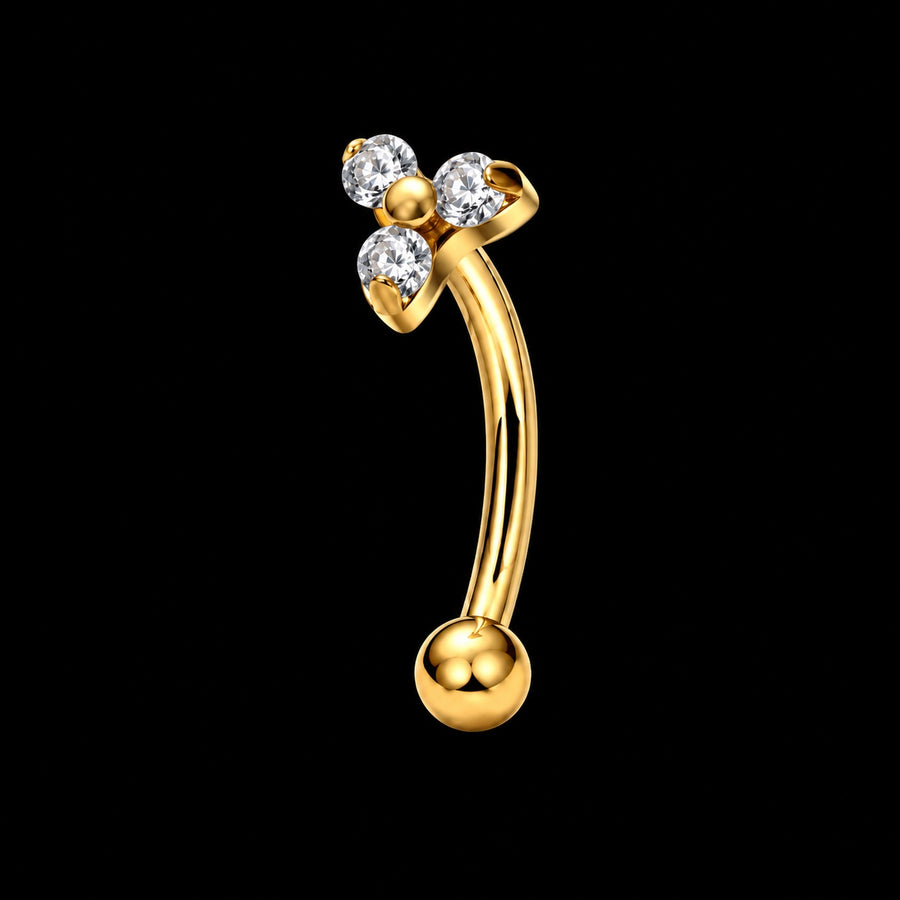 Drie-Zirkonia Rook Piercing – 16G · 1,2 × 8 mm E