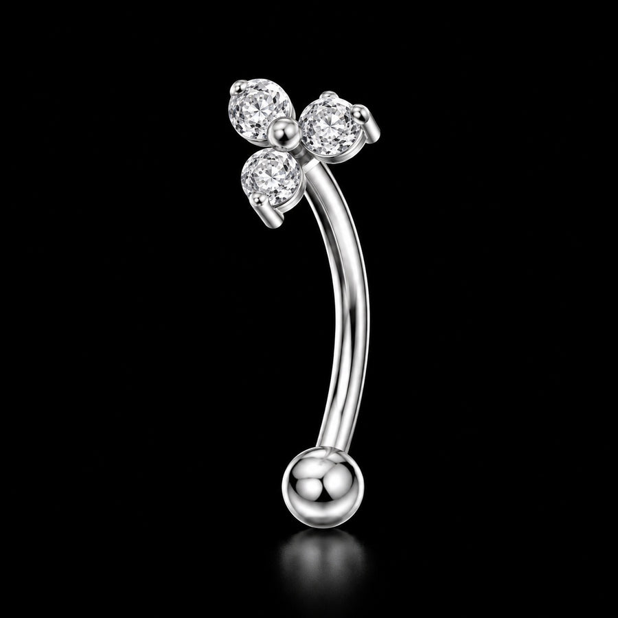 Drie-Zirkonia Rook Piercing – 16G · 1,2 × 8 mm E