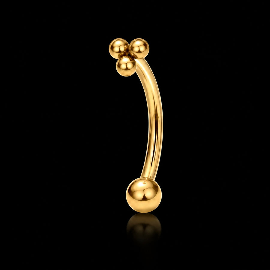 Drie-Bolletjes Rook Piercing – 16G · 1,2 × 8 mm E1