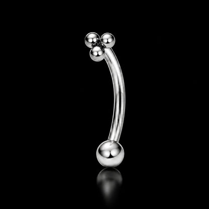 Drie-Bolletjes Rook Piercing – 16G · 1,2 × 8 mm