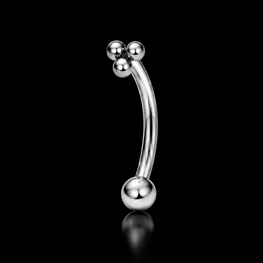 Drie-Bolletjes Rook Piercing – 16G · 1,2 × 8 mm E1