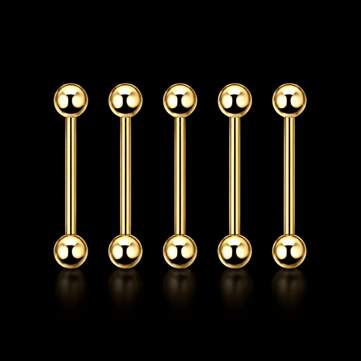 Titanium Korte Industrial Barbell – Titanium – 14G · 1,6 × 14 × 5 × 5 mm