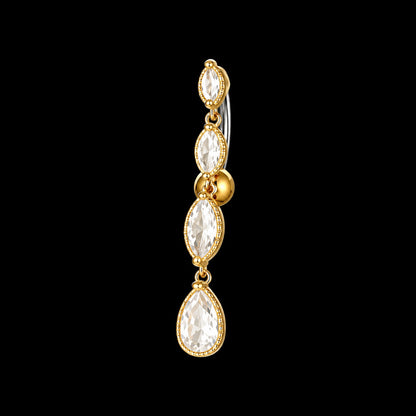 Reverse Zirkonia Navelpiercing – X2545 – Goud – Staaf 10 mm