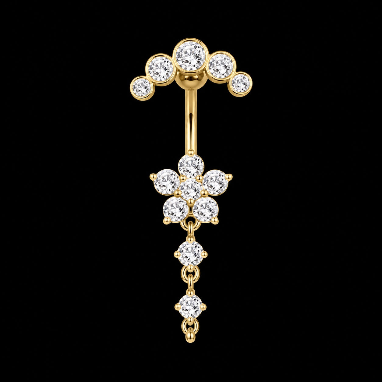 Bungelende Bloem Navelpiercing – 2953 – Goud